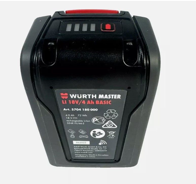 Würth Master M-Cube Basic Li-Ion Batterie Akku 18 V 4 Ah Battery