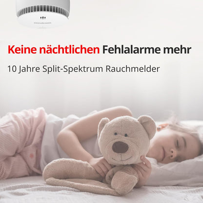 Wisualarm Rauchmelder 10 Jahre Batterie Brandmelder Ohne Bohren, TÜV (5 Stück)