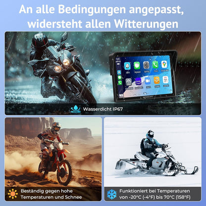 Wonsidary Kabelloses Motorrad CarPlay  Apple CarPlay & Android Auto W522 5 Zoll IP67
