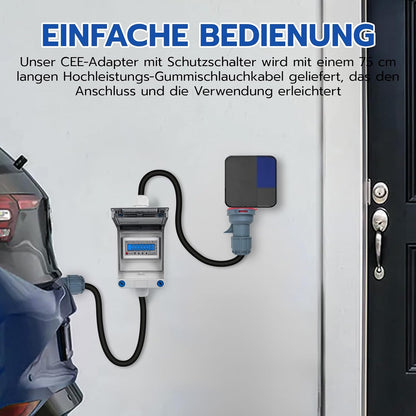 Wsphio 32A Mobiler Digitaler Stromzähler 3 Phasen mit LED,CEE Adapter 32A auf 32A