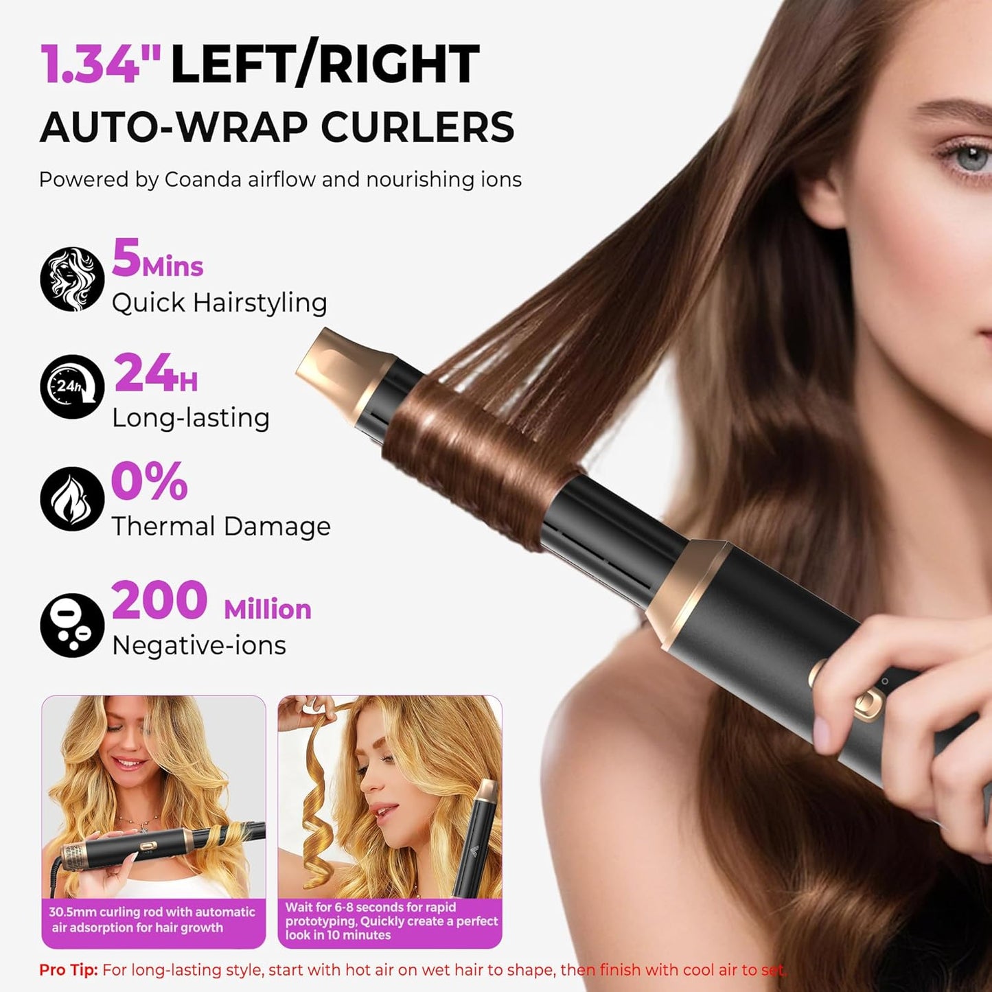 Hairstyler 5 in 1 Airstyler WT665 Haarstyler Luft Lockenstab Föhn Thermal Brush Glättbürste Set