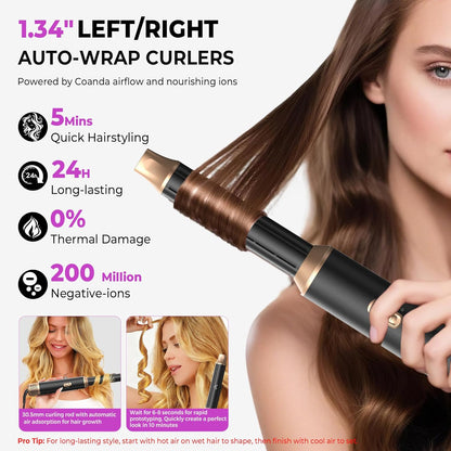 Hairstyler 5 in 1 Airstyler WT665 Haarstyler Luft Lockenstab Föhn Thermal Brush Glättbürste Set