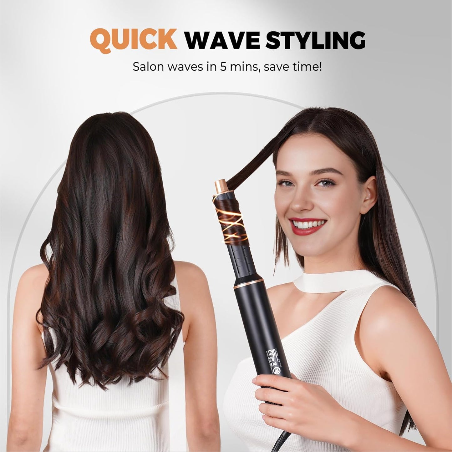 Airstyler 5 in 1 Hairstyler WT638 mit Air Lockenstab Föhn Heißluftbürste Schwarz/Gold