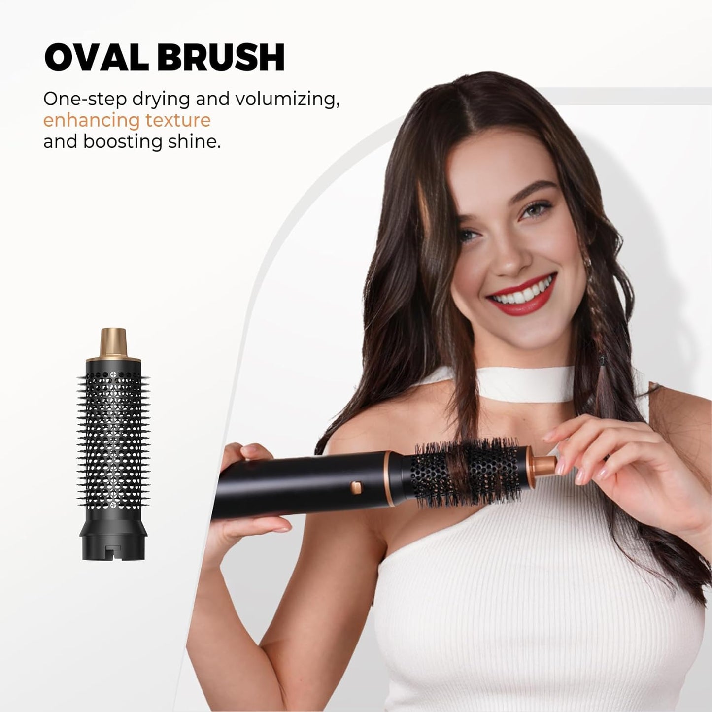 Airstyler 5 in 1 Hairstyler WT638 mit Air Lockenstab Föhn Heißluftbürste Schwarz/Gold