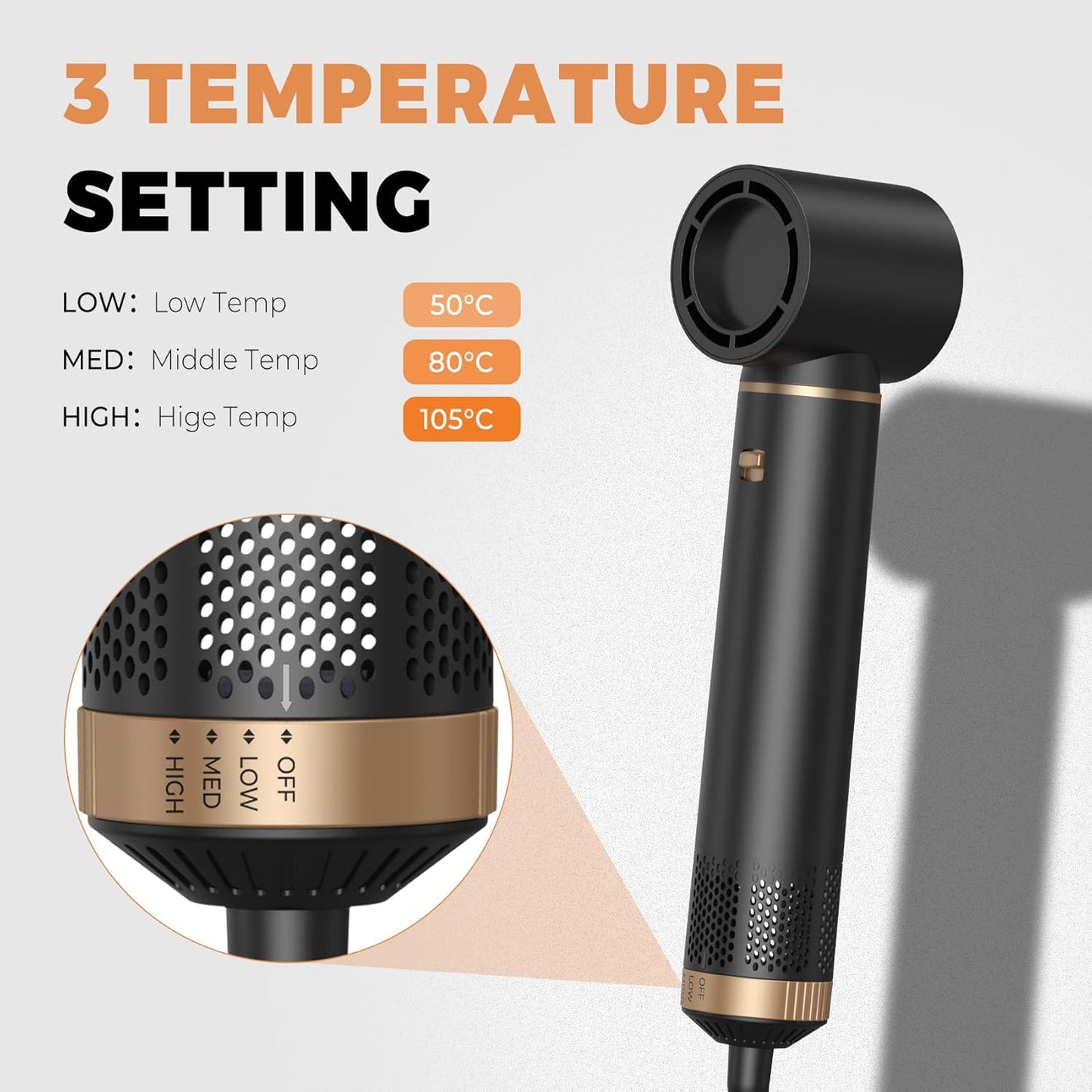 Airstyler 5 in 1 Hairstyler WT638 mit Air Lockenstab Föhn Heißluftbürste Schwarz/Gold