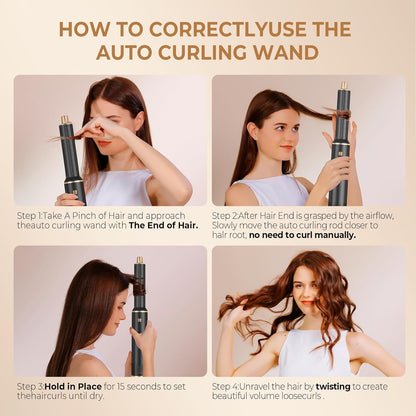 Airstyler 5 in 1 Hairstyler WT638 mit Air Lockenstab Föhn Heißluftbürste Schwarz/Gold