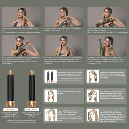 Airstyler 5 in 1 Hairstyler WT638 mit Air Lockenstab Föhn Heißluftbürste Grün