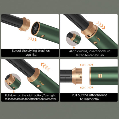 Airstyler 5 in 1 Hairstyler WT638 mit Air Lockenstab Föhn Heißluftbürste Grün