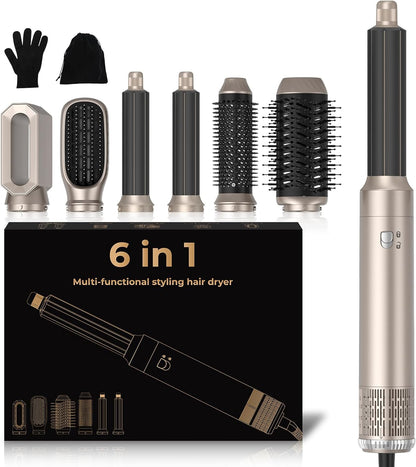 Airstyler 6 in 1 Hairstyler WT-632  1000W mit Air Lockenstäbe Warmluftbürste Föhn..Gold