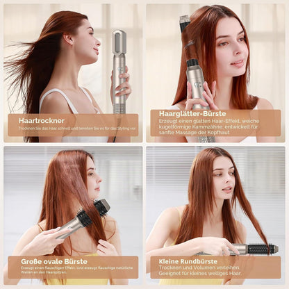 Airstyler 6 in 1 Hairstyler WT-632  1000W mit Air Lockenstäbe Warmluftbürste Föhn..Gold