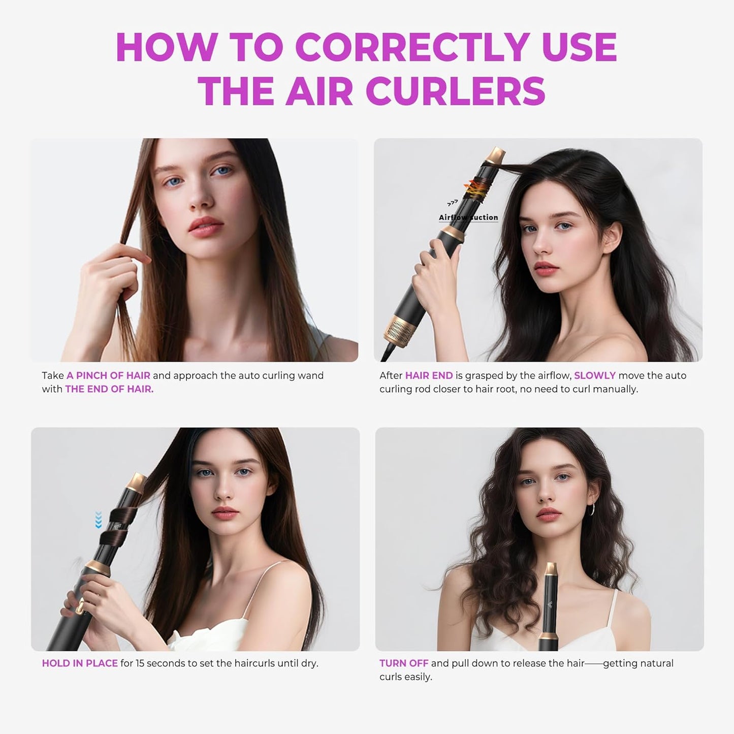 Hairstyler 5 in 1 Airstyler WT665 Haarstyler Luft Lockenstab Föhn Thermal Brush Glättbürste Set