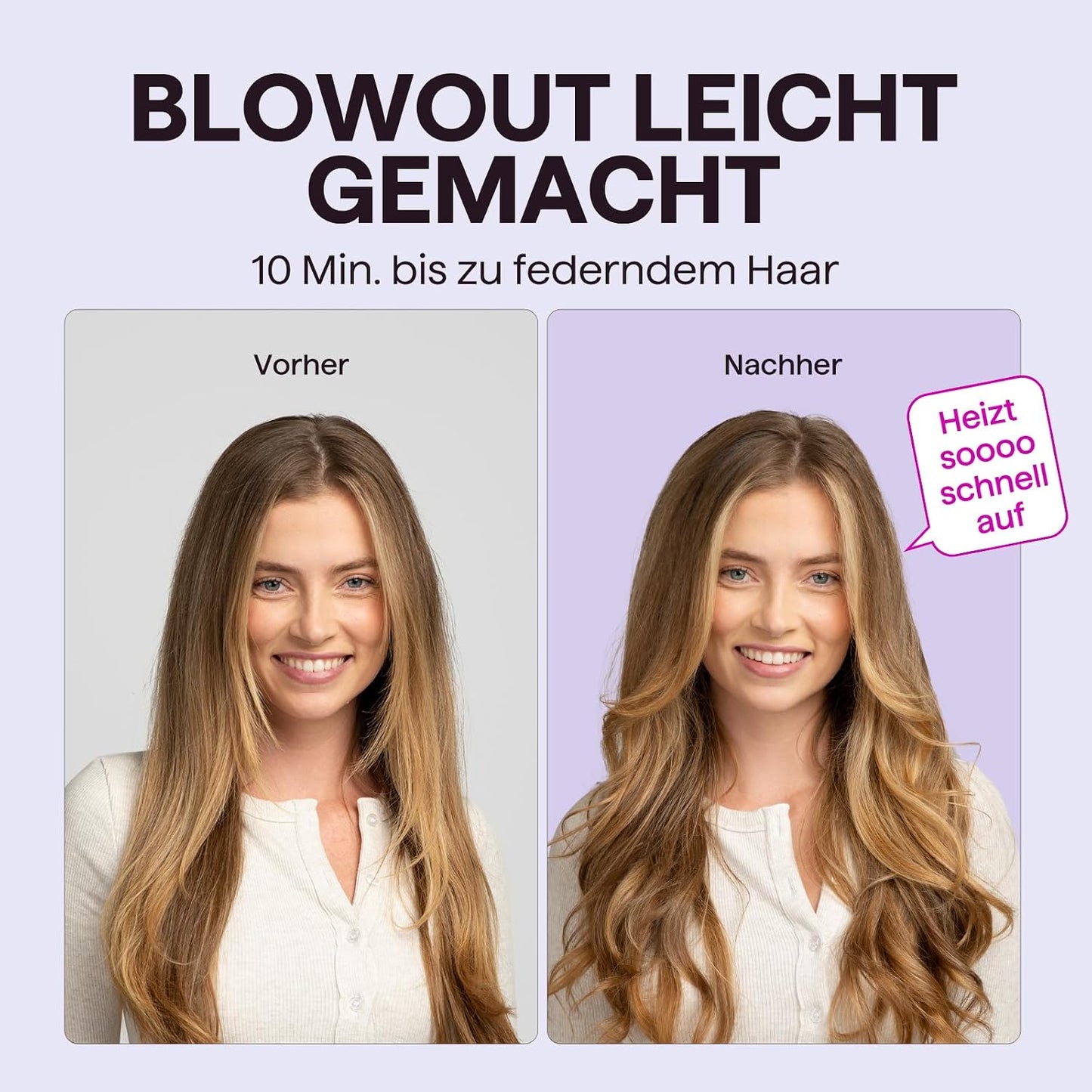 Wavytalk Thermobürste Rundbürste Blowout Boost 38 mm, 5 Temp Rosa