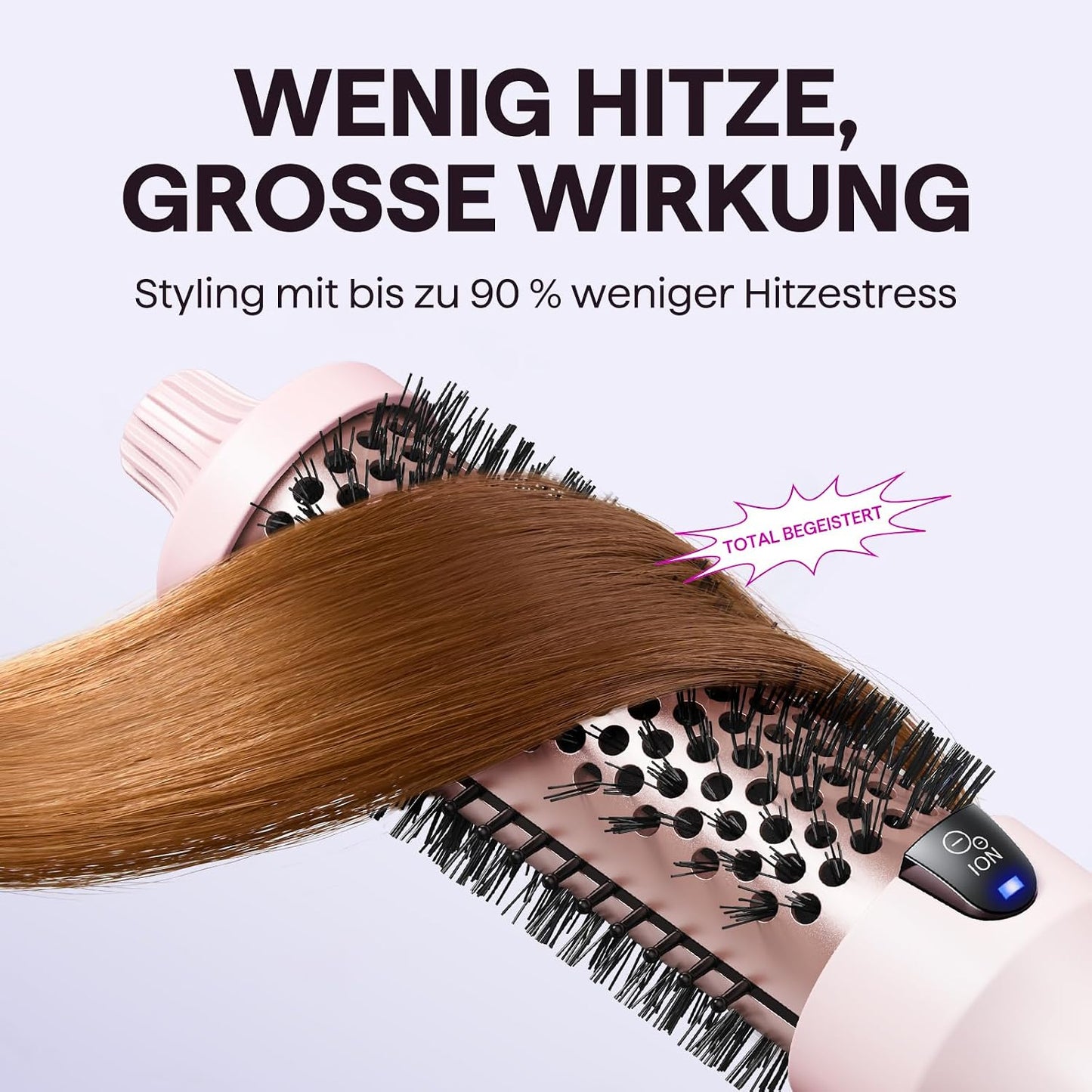 Wavytalk Thermobürste Rundbürste Blowout Boost 38 mm, 5 Temp Rosa