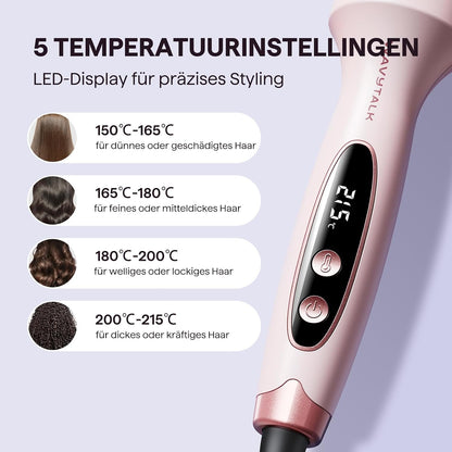 Wavytalk Thermobürste Rundbürste Blowout Boost 38 mm, 5 Temp Rosa