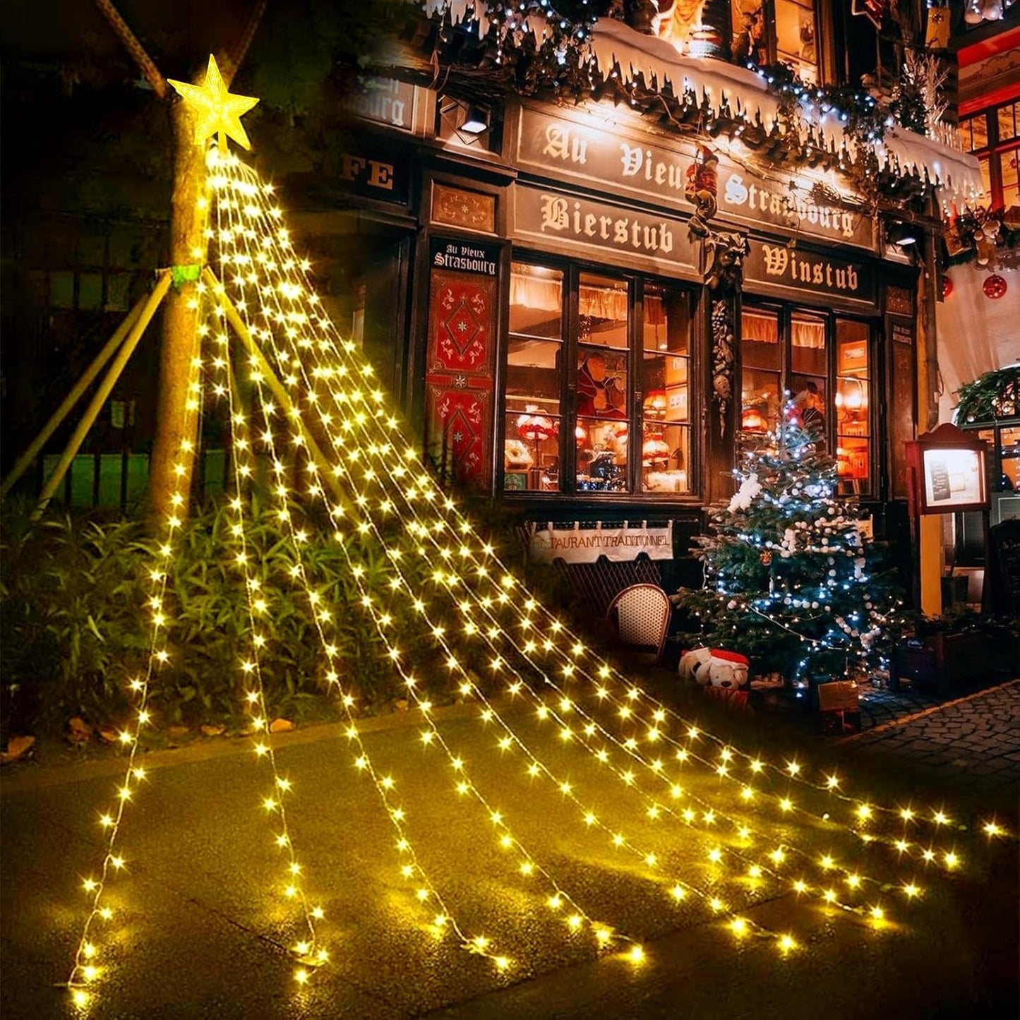 Briquet LED pour le réveillon de Noël, 9 x 2 m, USB, avec 193 LED, 8 modes d'éclairage (blanc chaud) [Classe énergétique D]