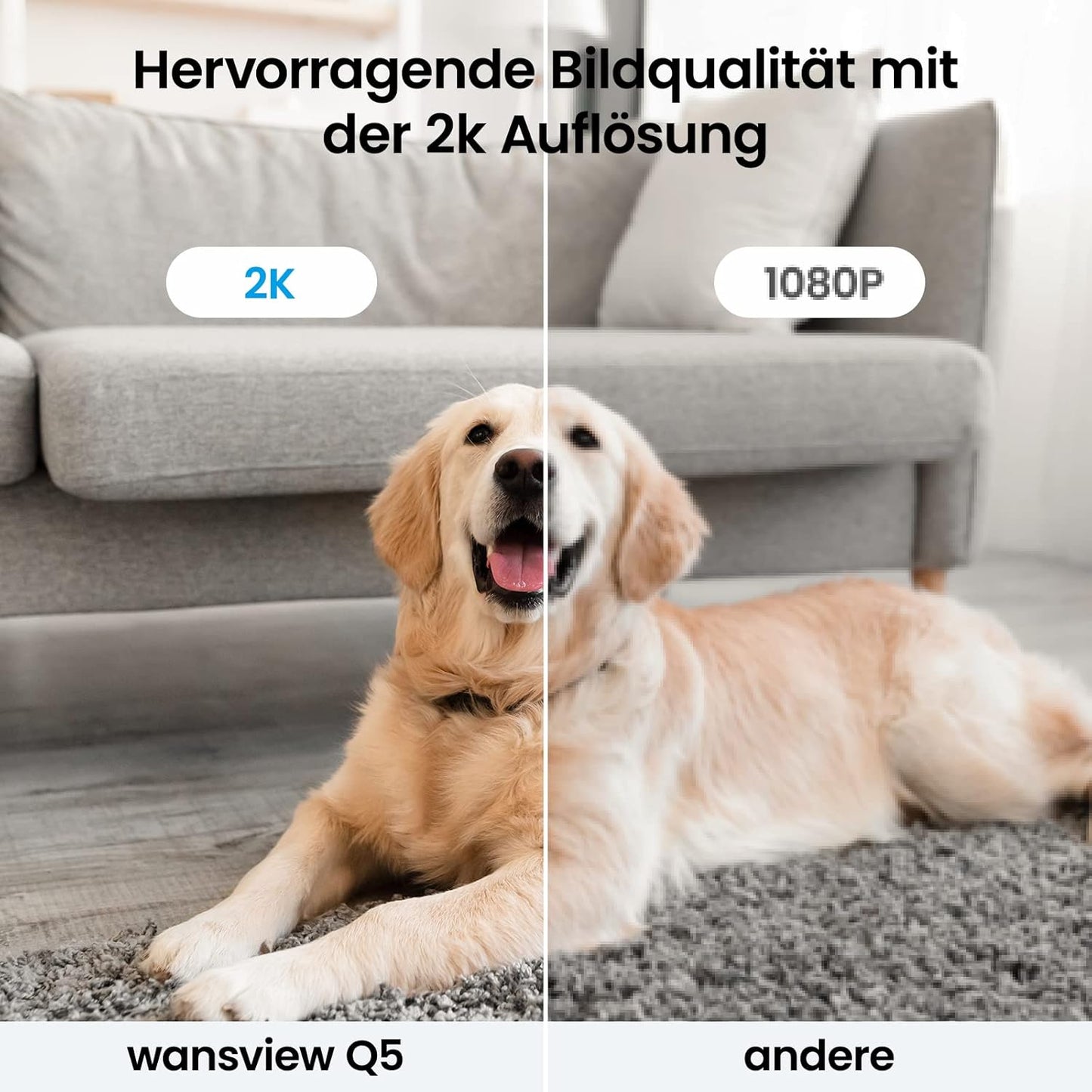 Wansview Q5 2K Überwachungskamera WLAN 2.4Ghz WiFi mit 2-Wege-Audio, Nachtsicht (2 in pack)
