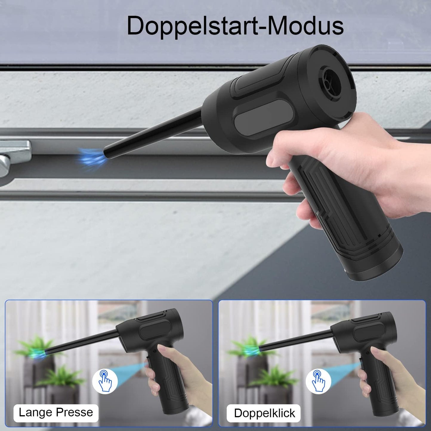 Woowind   Elektrische Staubgebläse 50000RPM Druckluftspray PC Reinigung, USB , Air Duster, Schwarz