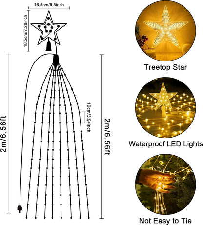 Briquet LED pour le réveillon de Noël, 9 x 2 m, USB, avec 193 LED, 8 modes d'éclairage (blanc chaud) [Classe énergétique D]