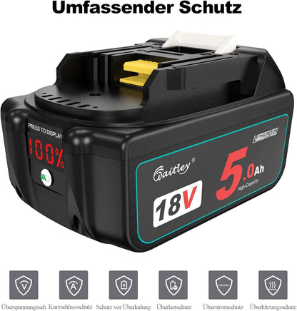 2X Waitley BL1850B 18V 5Ah Ersatzakku für Makita BL1830 BL1840 BL1850 BL1815 194205-3 LXT-400