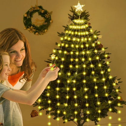 Briquet LED pour le réveillon de Noël, 9 x 2 m, USB, avec 193 LED, 8 modes d'éclairage (blanc chaud) [Classe énergétique D]