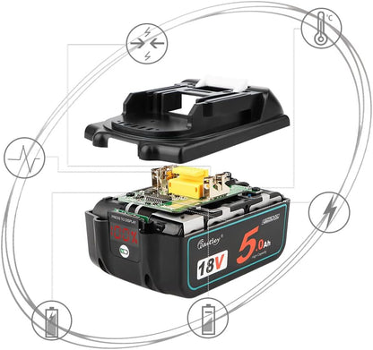 2X Waitley BL1850B 18V 5Ah Ersatzakku für Makita BL1830 BL1840 BL1850 BL1815 194205-3 LXT-400