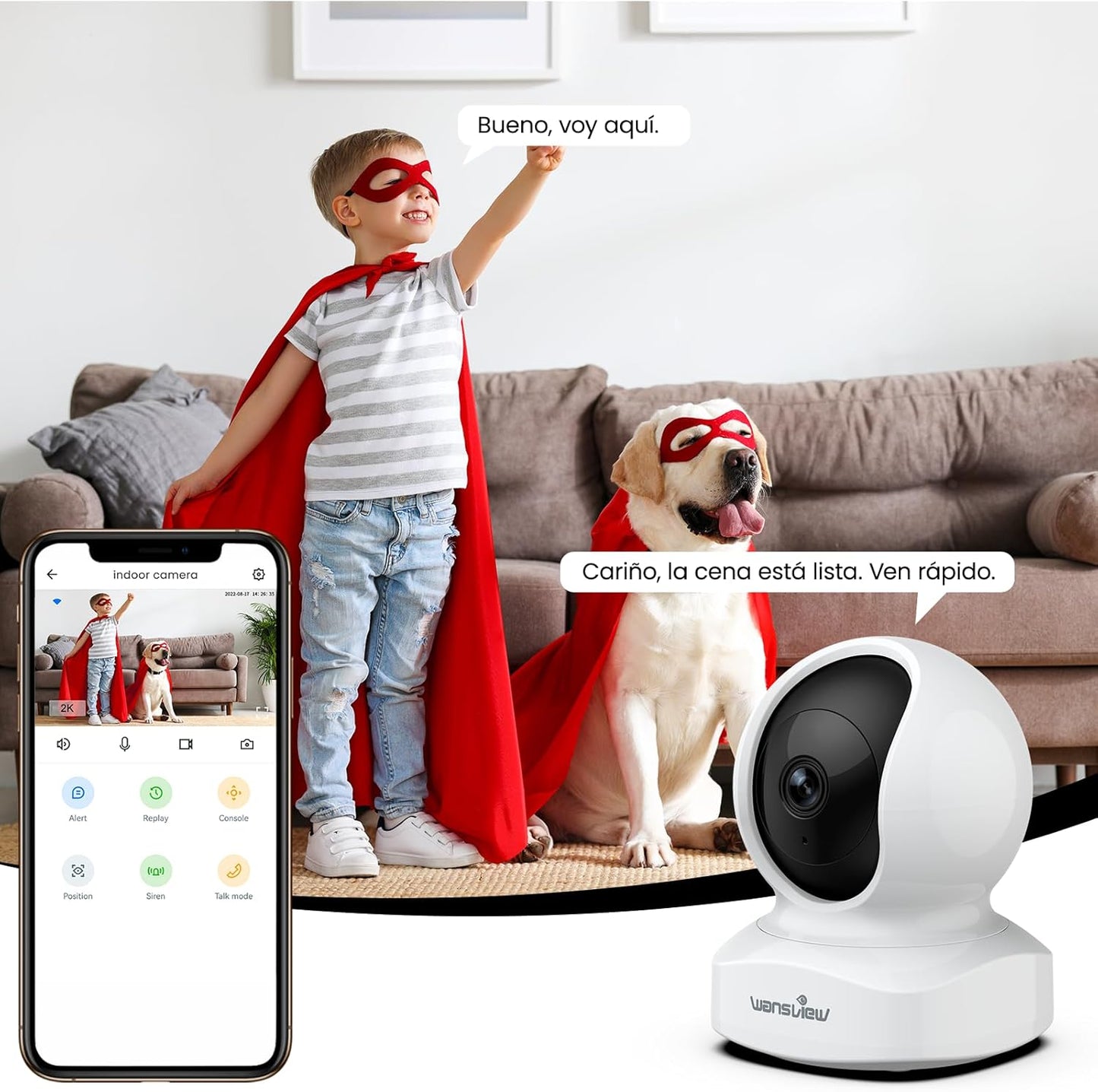 Wansview Q5 2K Überwachungskamera WLAN 2.4Ghz WiFi mit 2-Wege-Audio, Nachtsicht (2 in pack)