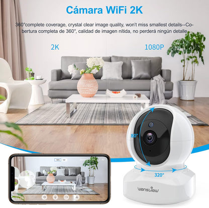 Wansview Q5 2K Überwachungskamera WLAN 2.4Ghz WiFi mit 2-Wege-Audio, Nachtsicht (2 in pack)