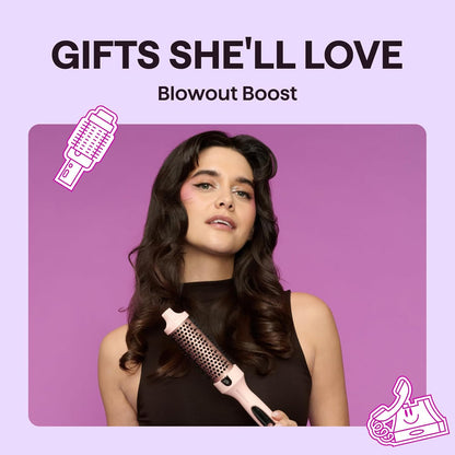 Wavytalk Blowout Boost Thermobürste, 3,8 cm Rundbürste Lockenstab Keramik Ionen 5 Temp.