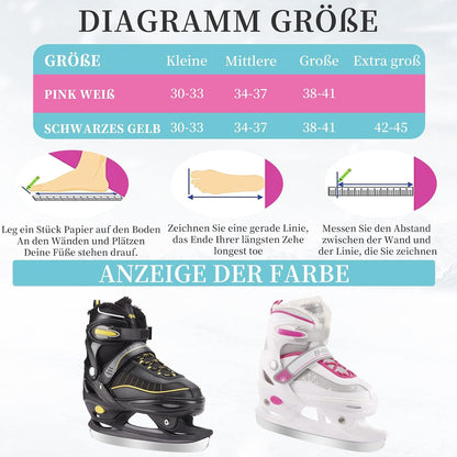 XIUWOUG Verstellbare Schlittschuhe  Edelstahlkufen Eishockey Skates, L(38-41)