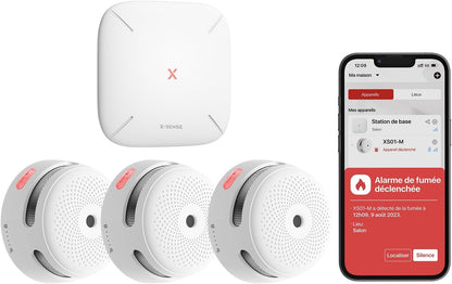 X-Sense Smart Rauchmelder XS01-M mit SBS50 Basisstation,Funkrauchmelder mit WLAN 3 Stück