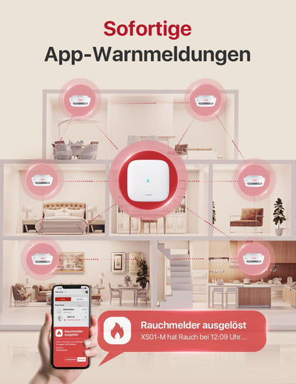 X-Sense Smart Rauchmelder XS01-M mit SBS50 Basisstation,Funkrauchmelder mit WLAN 3 Stück