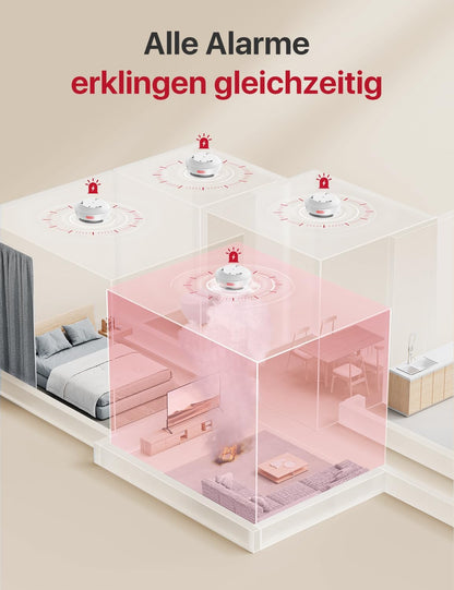 X-Sense Smart Rauchmelder XS01-M mit SBS50 Basisstation,Funkrauchmelder mit WLAN 3 Stück