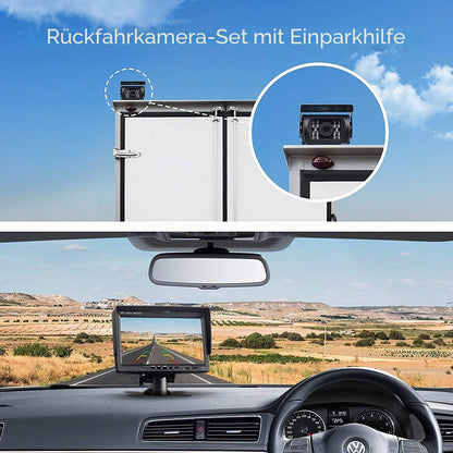 Rückfahrkamera, 4-polig, 12 V bis 24 V, 18 LEDs, IR-Nachtsicht, wasserdicht für Wohnmobil, Bus, LKW, Anhänger