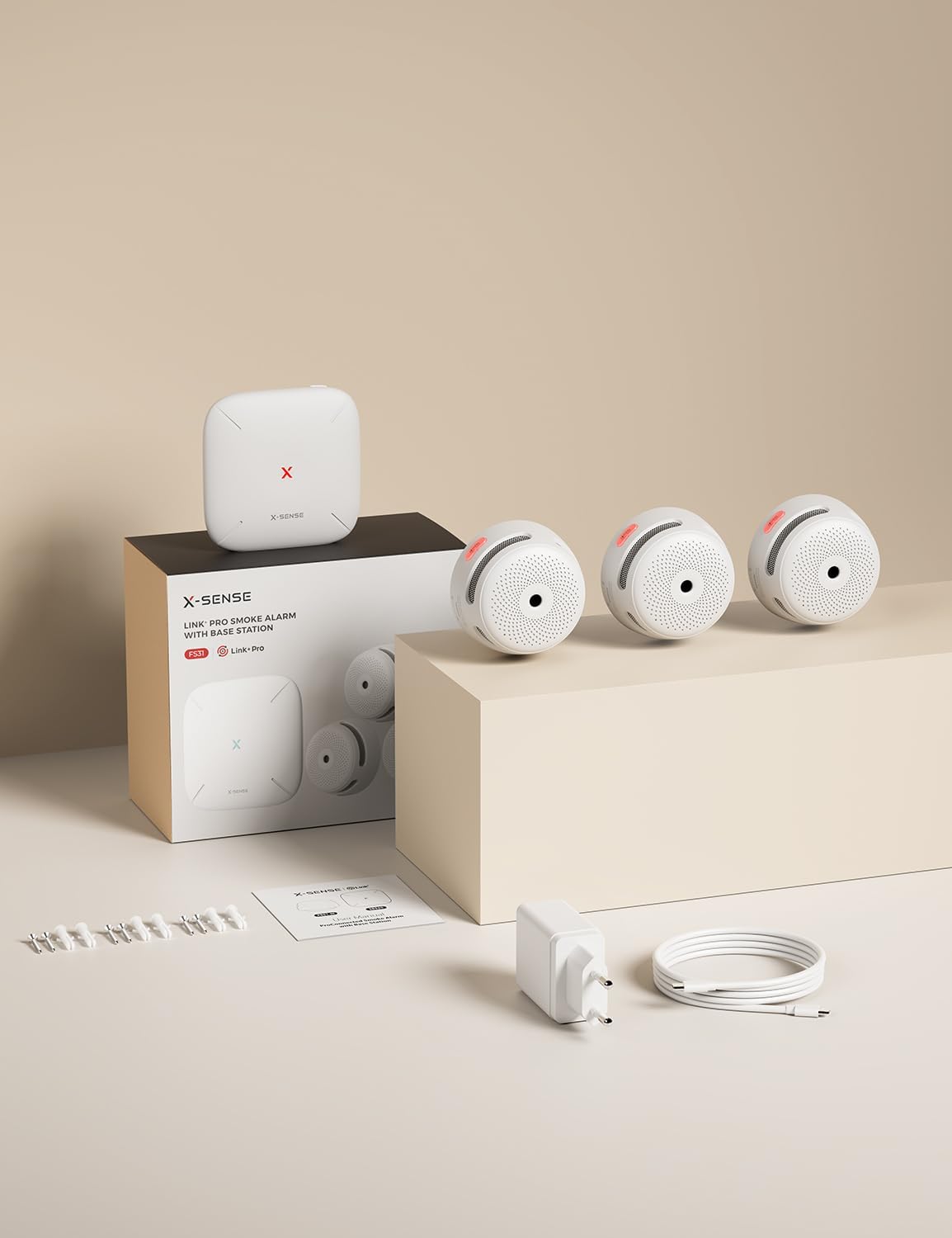 X-Sense Smart Rauchmelder XS01-M mit SBS50 Basisstation,Funkrauchmelder mit WLAN 3 Stück