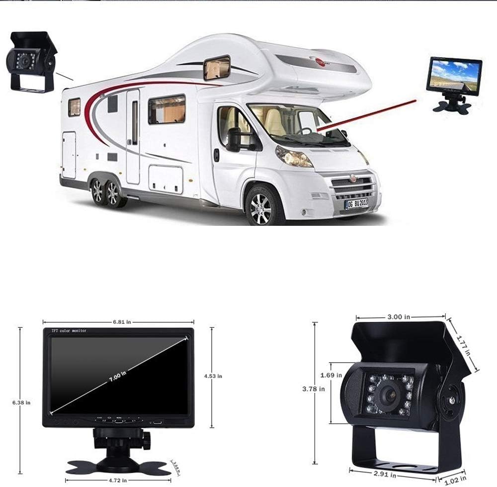 Rückfahrkamera, 4-polig, 12 V bis 24 V, 18 LEDs, IR-Nachtsicht, wasserdicht für Wohnmobil, Bus, LKW, Anhänger