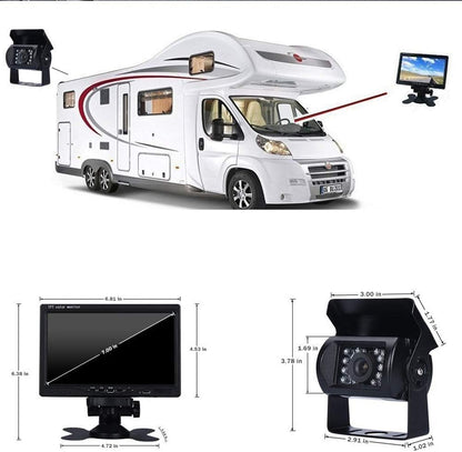 Rückfahrkamera, 4-polig, 12 V bis 24 V, 18 LEDs, IR-Nachtsicht, wasserdicht für Wohnmobil, Bus, LKW, Anhänger