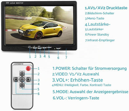 Rückfahrkamera, 4-polig, 12 V bis 24 V, 18 LEDs, IR-Nachtsicht, wasserdicht für Wohnmobil, Bus, LKW, Anhänger