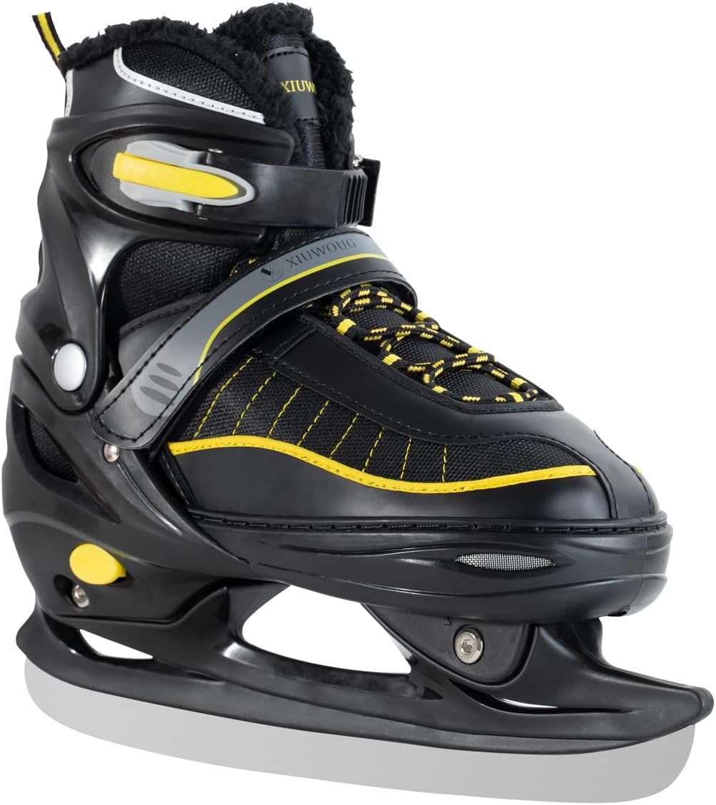 XIUWOUG Verstellbare Schlittschuhe  Edelstahlkufen Eishockey Skates, L(38-41)