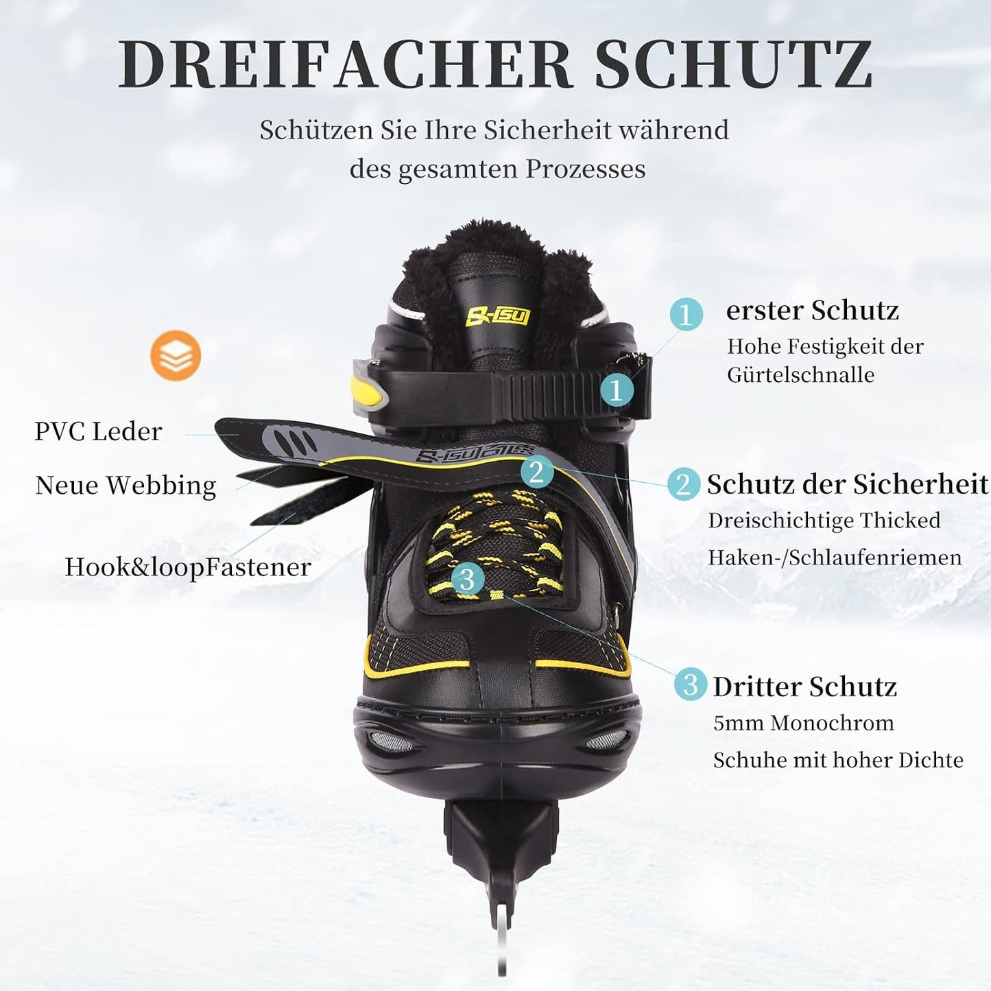 XIUWOUG Verstellbare Schlittschuhe  Edelstahlkufen Eishockey Skates, L(38-41)