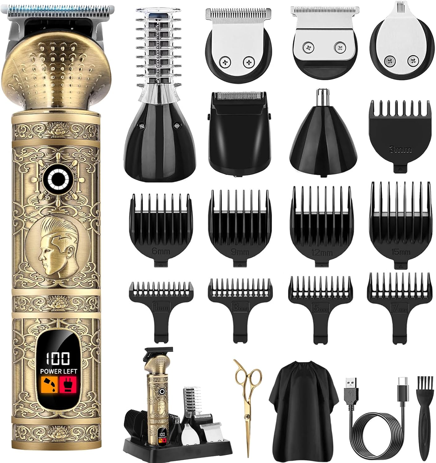 Professioneller Akku-Haarschneider für Männer 6-in-1 Trimmer-Set (7500 RPM, Akku)
