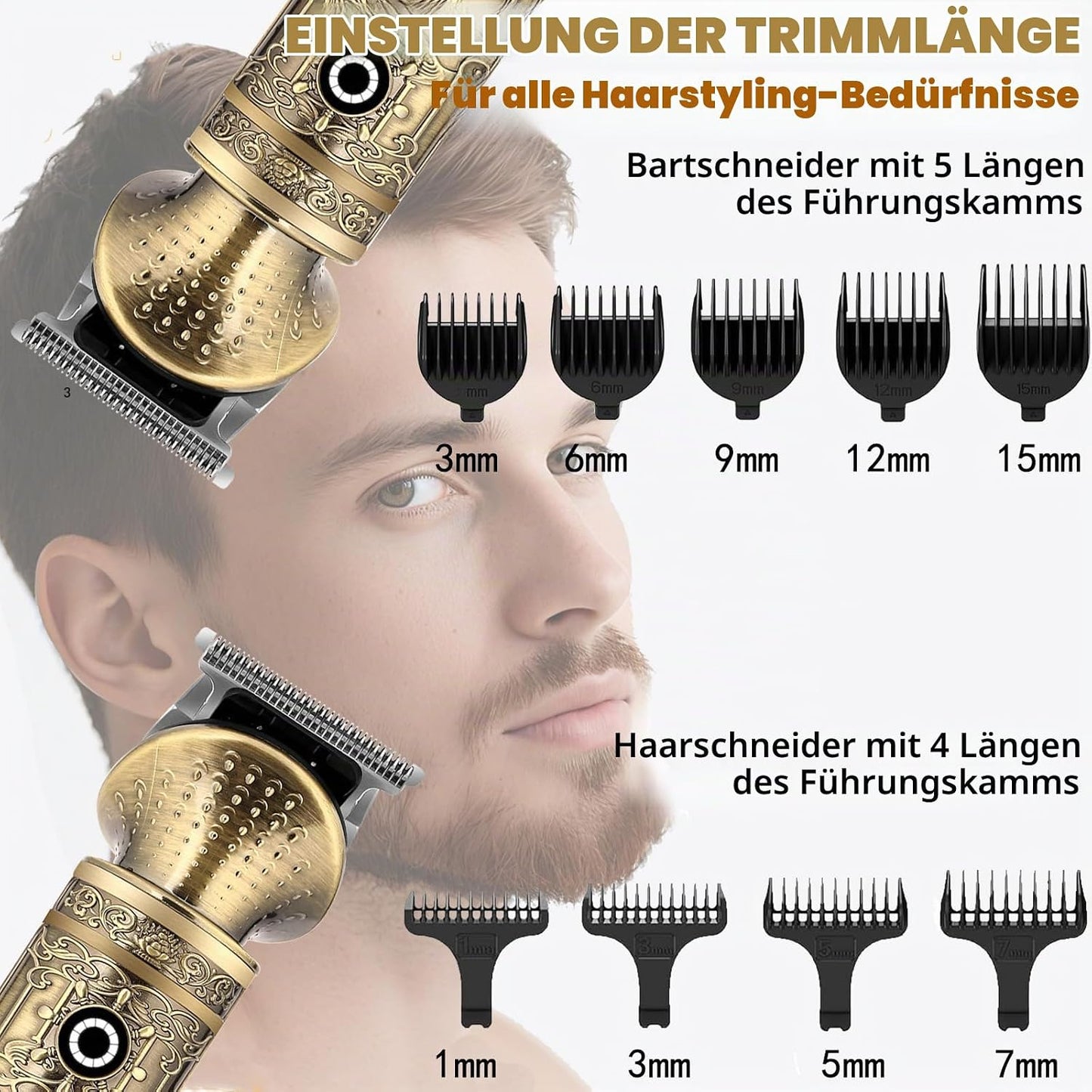Professioneller Akku-Haarschneider für Männer 6-in-1 Trimmer-Set (7500 RPM, Akku)