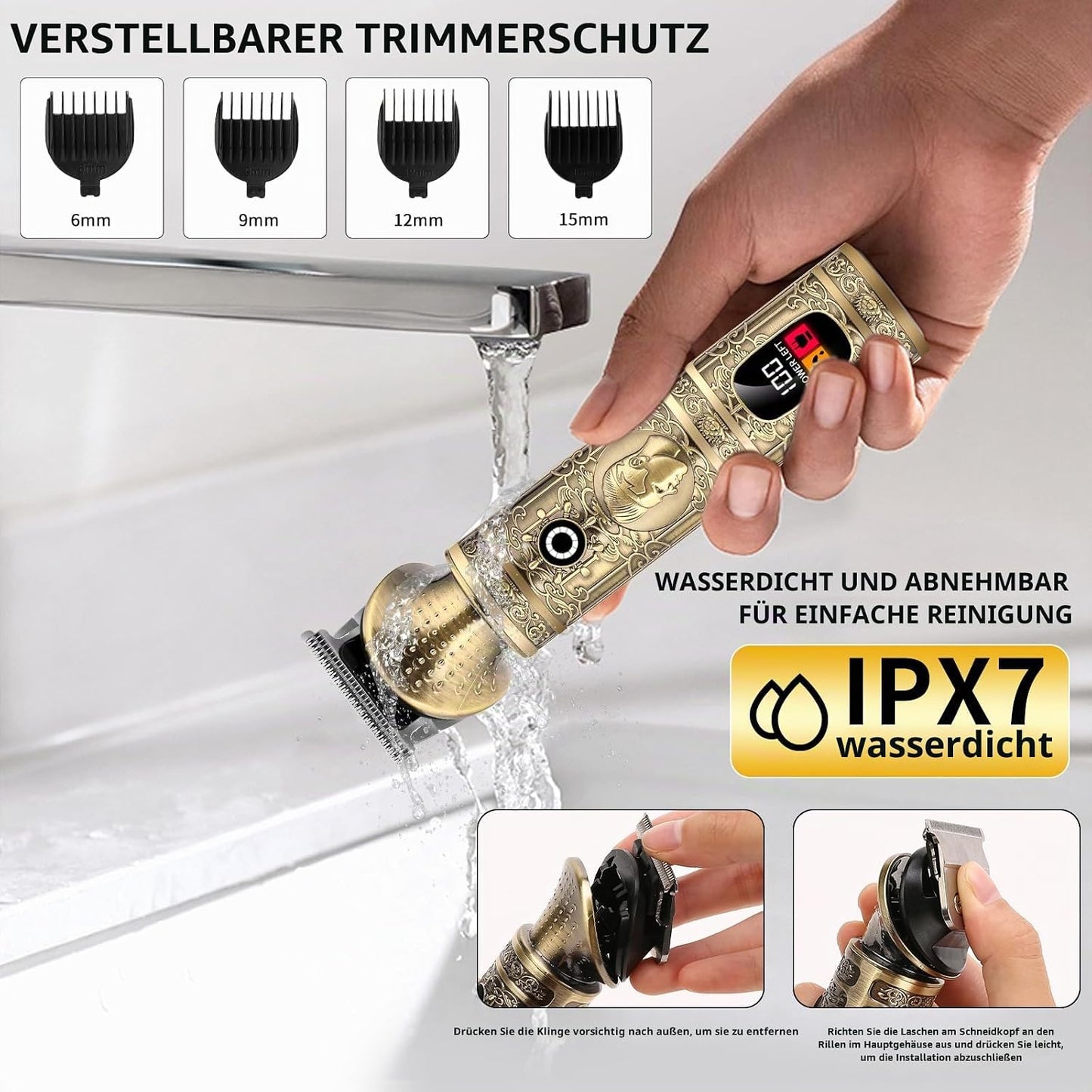 Professioneller Akku-Haarschneider für Männer 6-in-1 Trimmer-Set (7500 RPM, Akku)