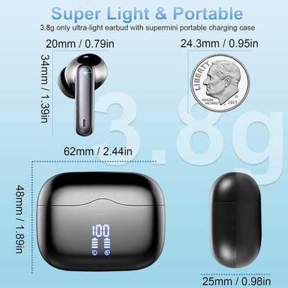 Xinwld Bluetooth Kopfhörer 5.4 In Ear mit 4 ENC,40Std,IP7 Wasserdicht Ohrhörer
