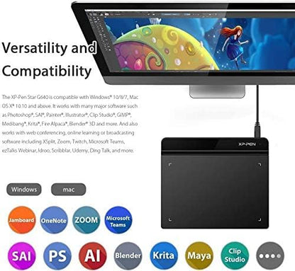 XP-PEN Star G640 Grafiktablett 6x4 Zoll Zeichentablett OSU! Pad mit batterielosem Stift 20 Ersatzminen