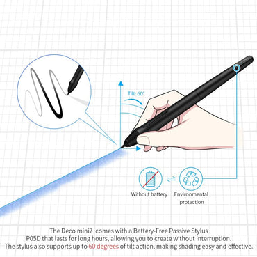 XP-PEN Deco Mini 7 Drawing Tablet Grafiktablett Pen Tablet OSU Spielen Stift Tablett mit 8 Express Tasten unterstützt Smartphone zum Fernunterricht