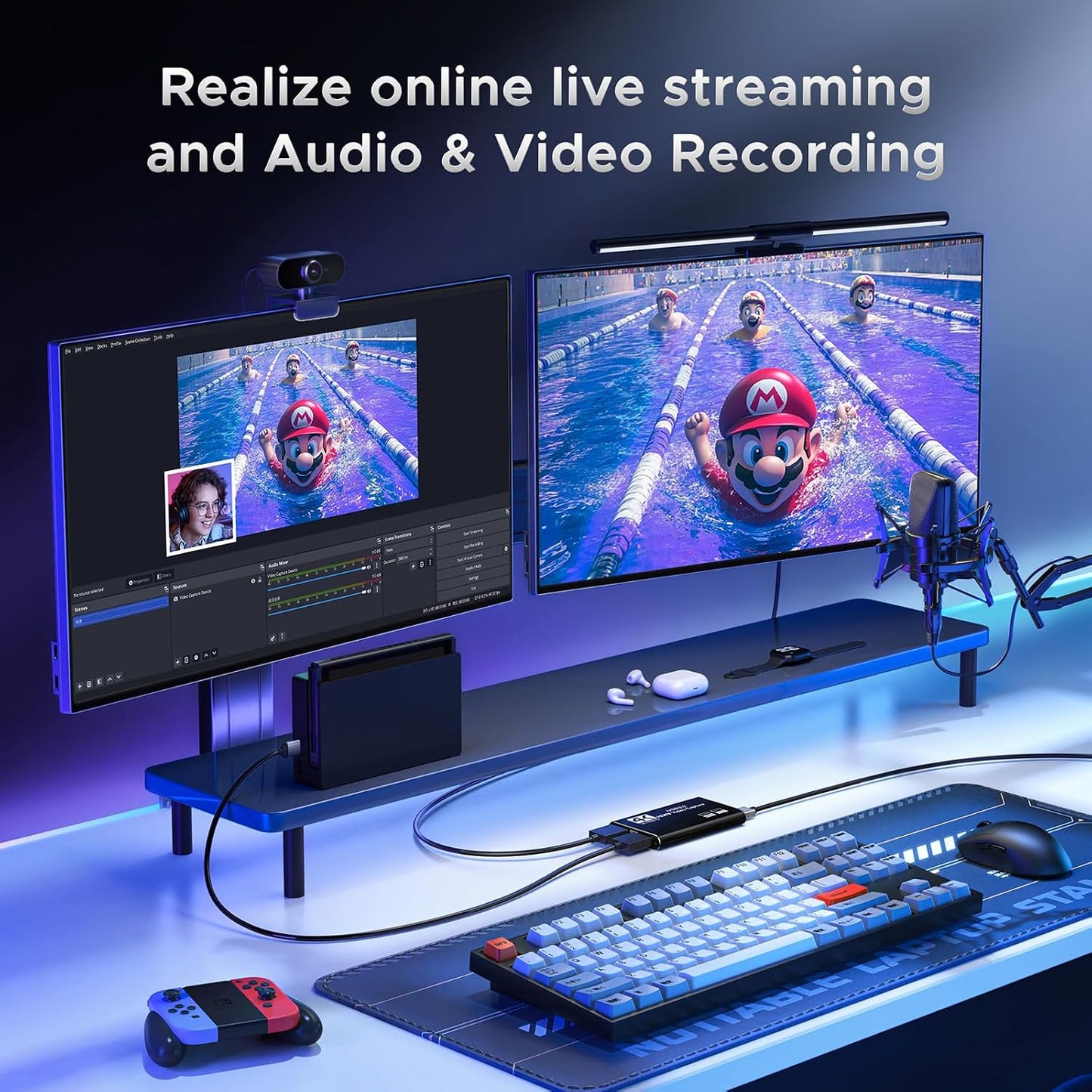 XIIXMASK Video-Capture-Karte, Audio-Video-Capture-Karte, USB 3.0 4K HDMI Loop-Out