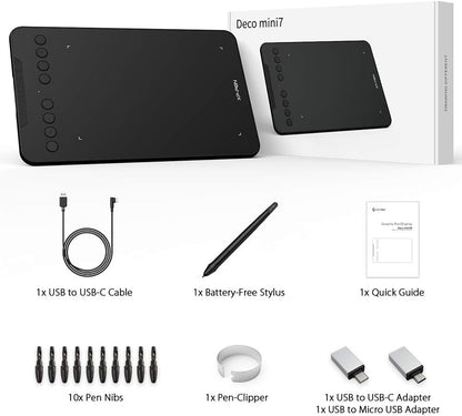 XP-PEN Deco Mini 7 Drawing Tablet Grafiktablett Pen Tablet OSU Spielen Stift Tablett mit 8 Express Tasten unterstützt Smartphone zum Fernunterricht