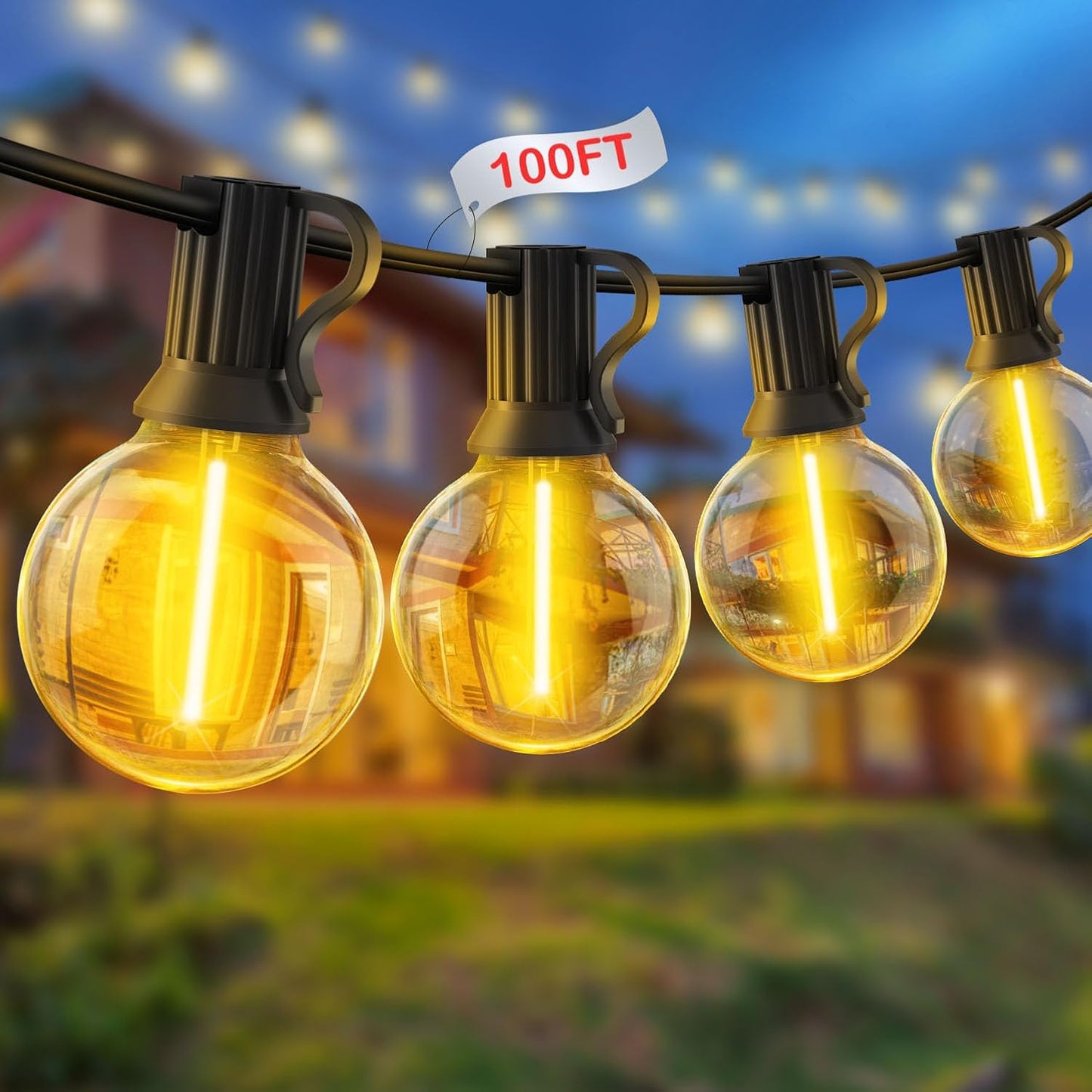 YRATERVSR Lichterkette Außen LED Strom Outdoor 30M G40 Glühbirnen