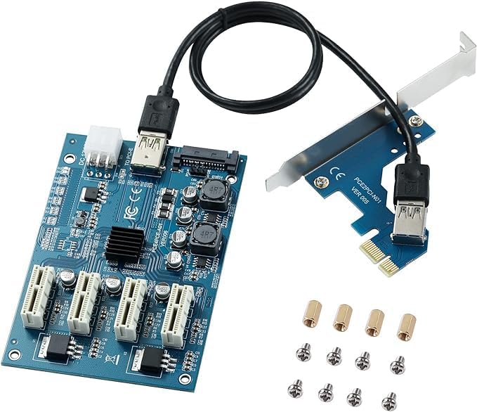 YABOANG PCI-E 1X bis 4 PCI-E 1X-Steckplätze, PCI Express Multiplier Riser Card Bitcoin Miner Device