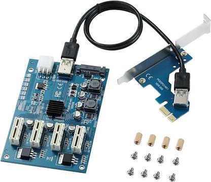 YABOANG PCI-E 1X bis 4 PCI-E 1X-Steckplätze, PCI Express Multiplier Riser Card Bitcoin Miner Device